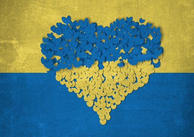 Ukraine flag with heart symbol