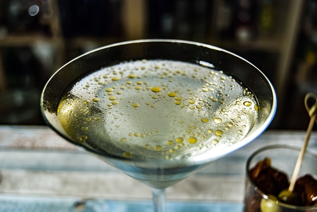 Dirty Martini made with a dash of olive oil